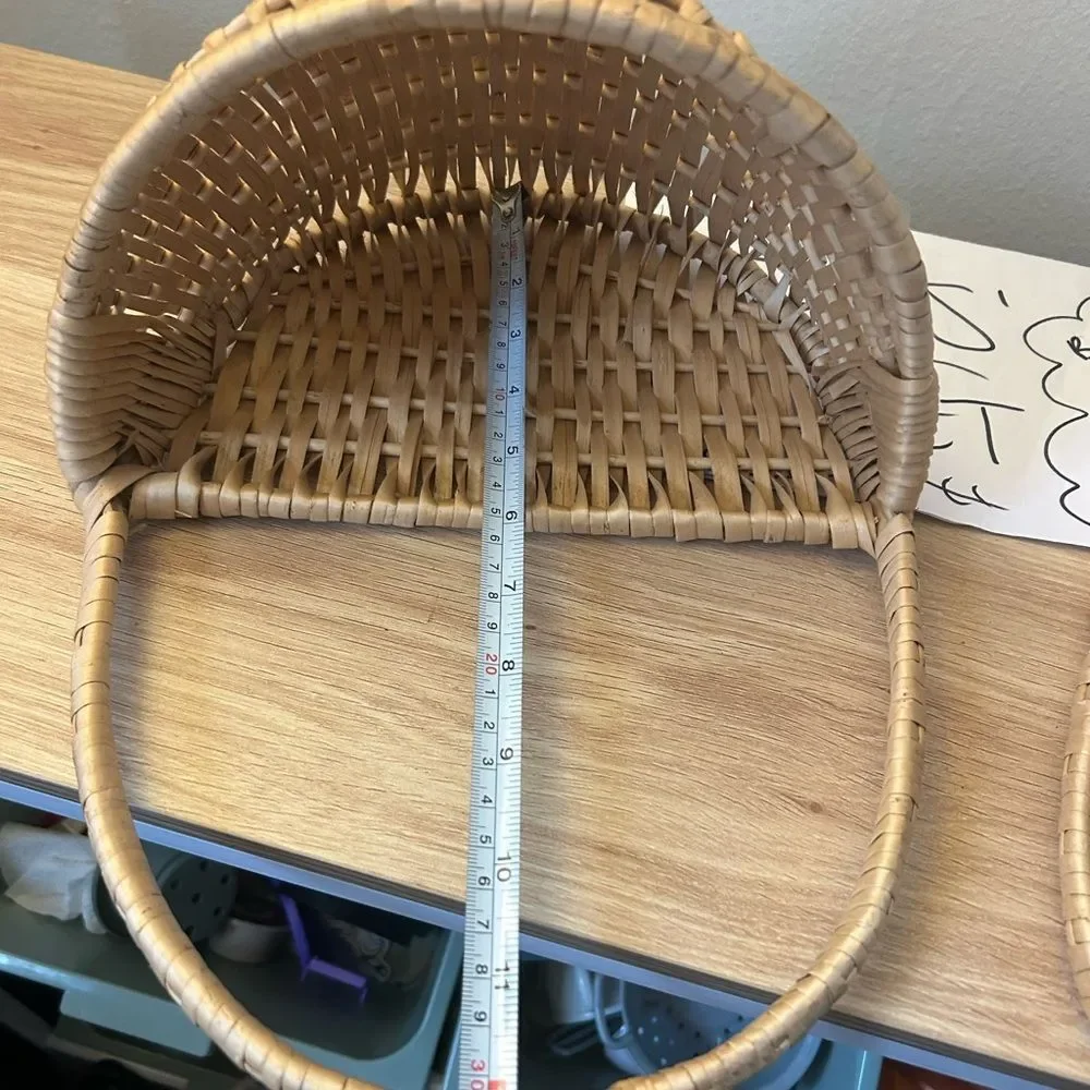 2 - Woven Wall Baskets with Handle - Natural